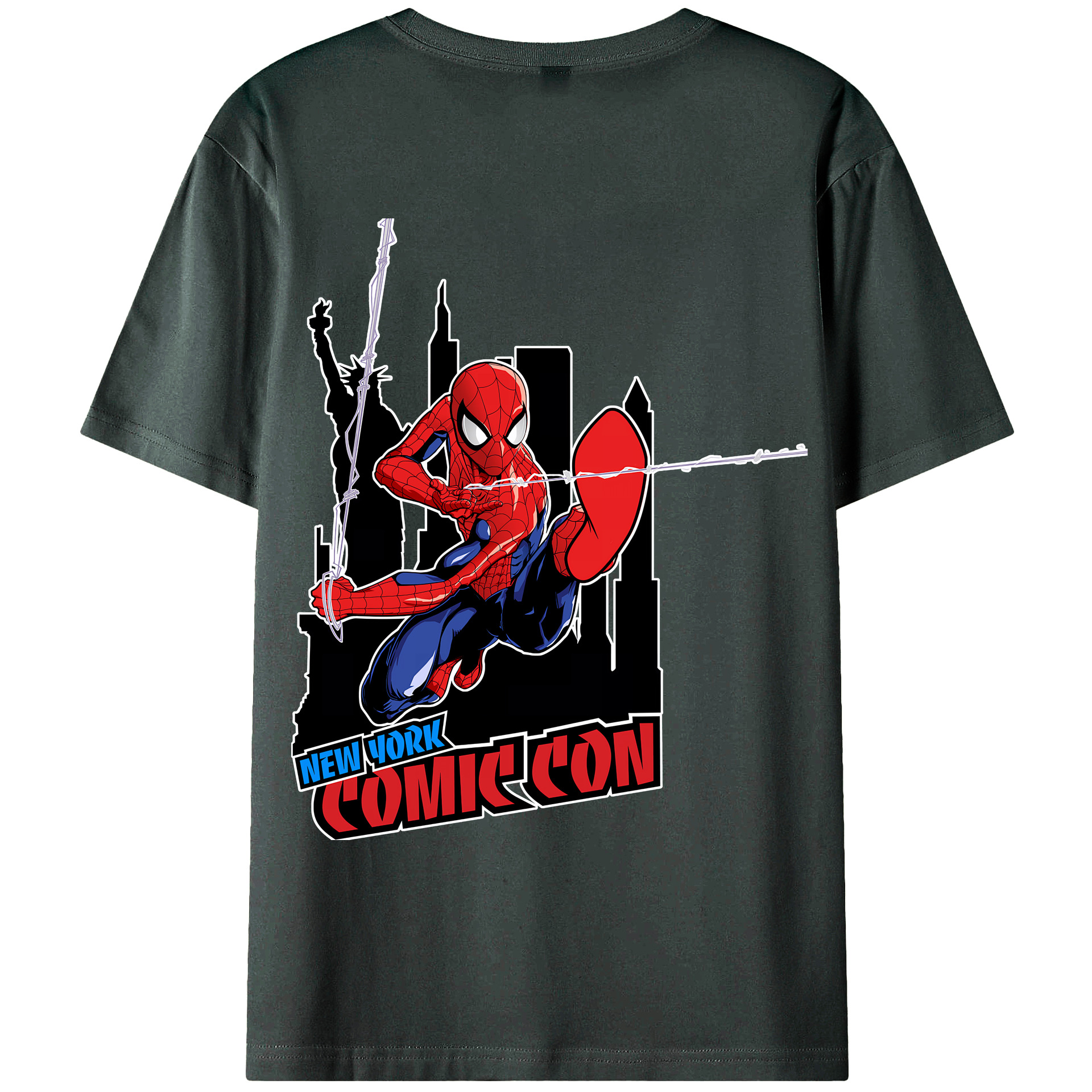 （画像用） Spider Man スパイダーマン 綿100％ メンズ半袖Tシャツ（バックプリント） 通気性